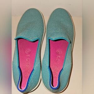 Rothy's Women's Teal and Pink Slip-On Sneakers